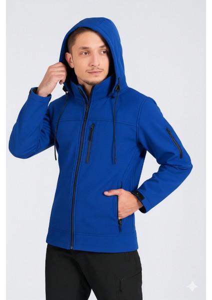 Suya Dayanıklı Slim Fit Softshell Kapüşonlu Erkek Mont