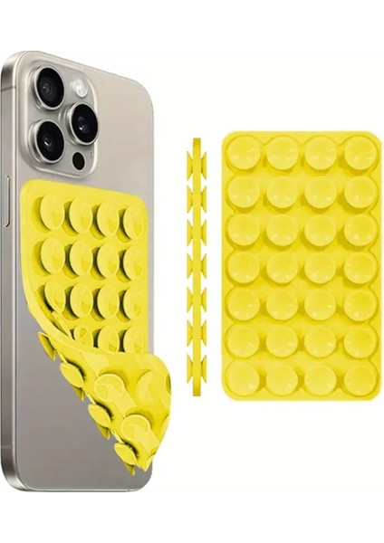 Silikon Çift Taraflı Vakumlu Telefon Tutucu, Kaymaz Vantuz Telefon Tutucu Sarı Naylon Cn