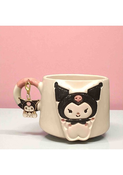 "sınırlı Sayıda"3d Kabartmalı Charm Hediyeli El Yapımı Seramik Kuromi Kupa Mug Hediye Paketi Yapılır