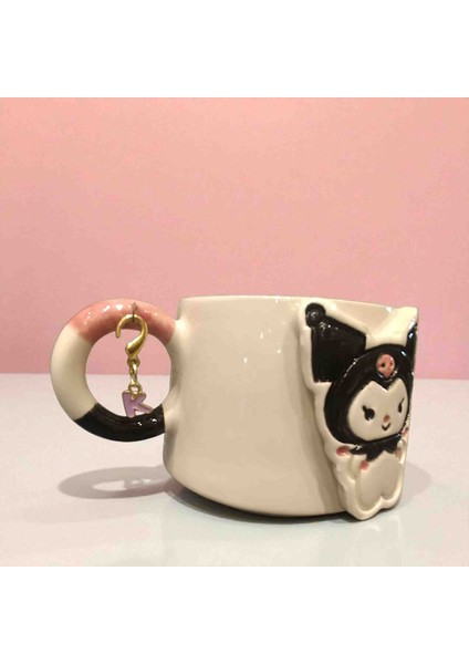 "sınırlı Sayıda"3d Kabartmalı Charm Hediyeli El Yapımı Seramik Kuromi Kupa Mug Hediye Paketi Yapılır modelleri
