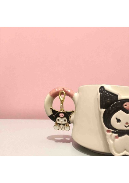 "sınırlı Sayıda"3d Kabartmalı Charm Hediyeli El Yapımı Seramik Kuromi Kupa Mug Hediye Paketi Yapılır indirimleri