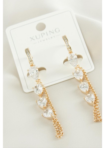 Xuping Damla Sallantılı Zirkon Taşlı Lüks Çelik Küpe