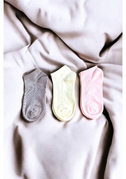 Kadın 3 Adet Pileli Renkli Patik Çorap Seti fiyatları