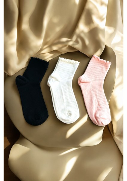 Kadın 3 Adet Fırfırlı Kolej Çorap Seti Yüksek Kalite fiyatları