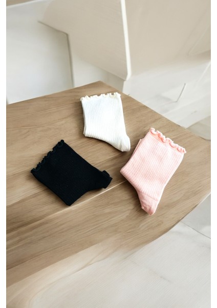 Kadın 3 Adet Fırfırlı Kolej Çorap Seti Yüksek Kalite fırsatları