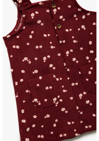 Kare Yaka Askılı Cep Detaylı Düğmeli A Kesim Çiçekli Elbise modelleri