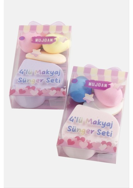 4 Adet Kalp Makyaj Süngeri