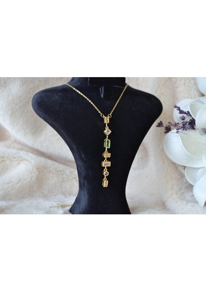 Çelik Tasarım Renkli Y Kolye fiyatları