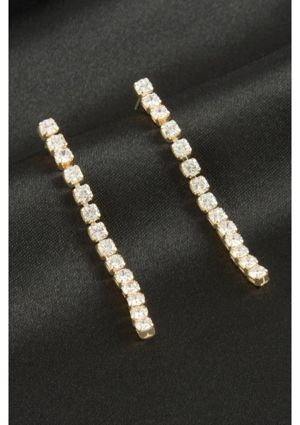 Yuvarlak Zirkon Taşlı Lüks Küpe