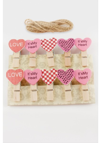 10 Adet Kalp Süs Mandal