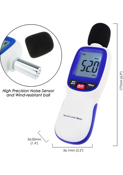 Uygulama Veri Kaydı Ses Seviyesi Ölçerli Kablosuz Ses Desibel Ölçer (Yurt Dışından) indirimleri