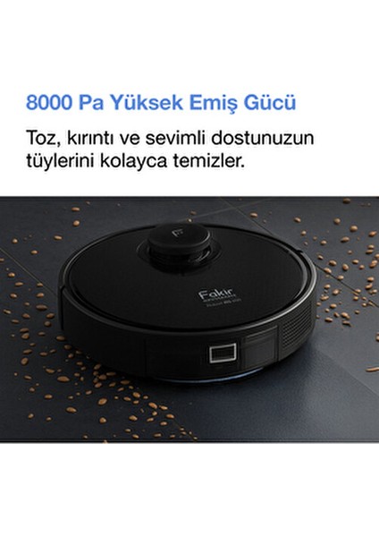 Robert Rs 800 Robot Süpürge 8000 Pa Emiş Gücü Wi-Fi Desteği Sert Zemin Kullanımı İçin