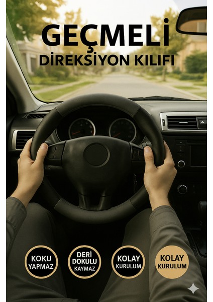 Nissan Navara 2016-2022 Geçmeli Direksiyon Kılıfı Delikli Siyah Füme Deri fiyatları