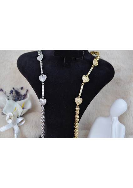 Kalp Formlu Zirkon Taşlı Kalın Çelik Bileklik fırsatları