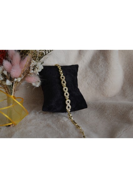 Zirkon Taşlı Çelik Kalın Bileklik