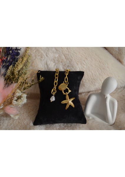 Deniz Kabuğu Charmlı Şık Çelik Bileklik modelleri