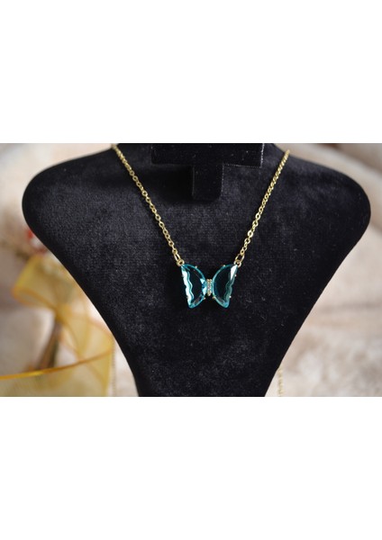 Çelik Zirkon Taş Kelebek Kolyeler