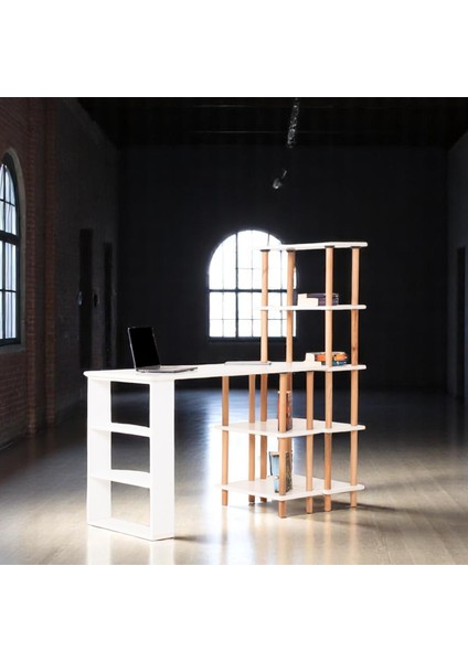 Pia Çalışma Masası Kitaplıklı