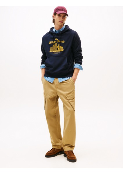 Kapüşon Yaka Mavi Erkek Sweatshırt MW0MW40066DW5_HERALD Skylıne Hoody