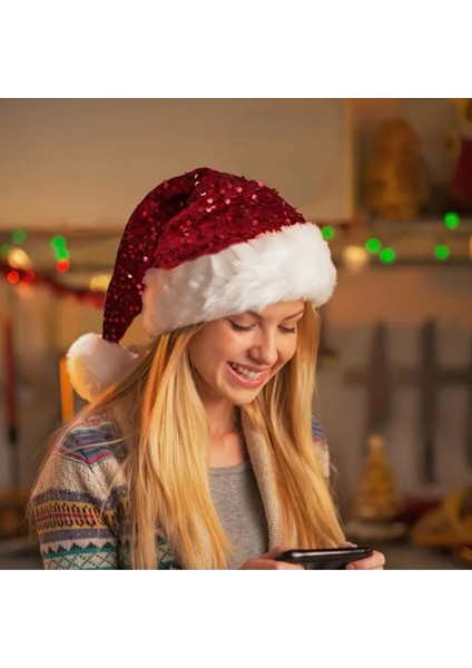 Simli Yılbaşı Şapkası | Noel Baba Şapkası | Parti ve Yılbaşı Aksesuarı fırsatları