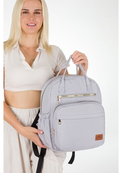 Arya Bondit Hafif Kumaş Anne Bebek Bakım Çantası Termoslu Biberon Cepleri Puset Askılı