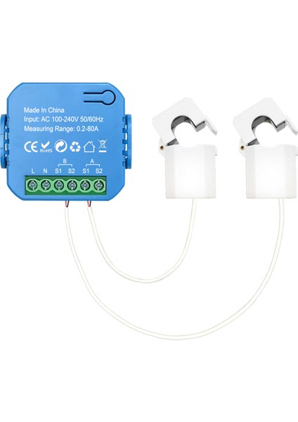 Tuya Akıllı 2 Yönlü Enerji Ölçer Çift Yönlü 1/2 Kanal Kelepçeli 2ct (Yurt Dışından)