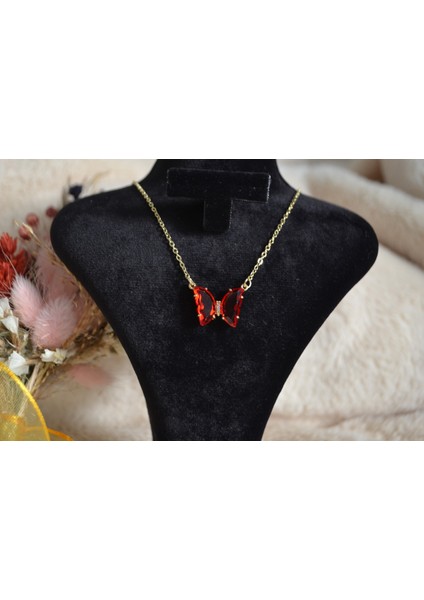 Çelik Zirkon Taş Kelebek Kolyeler