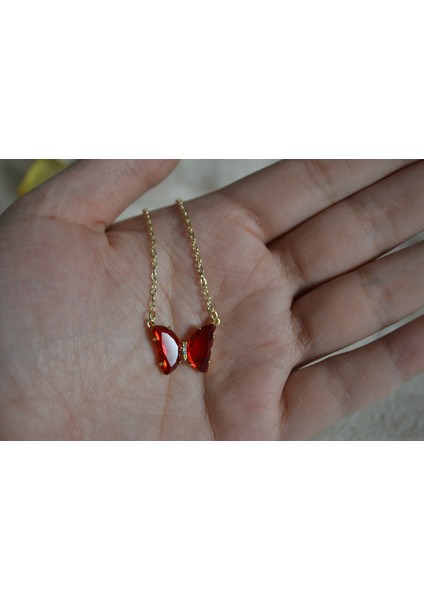 Çelik Zirkon Taş Kelebek Kolyeler modelleri