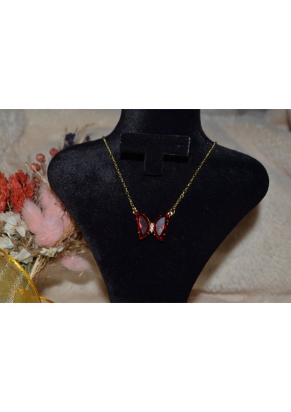 Çelik Zirkon Taş Kelebek Kolyeler