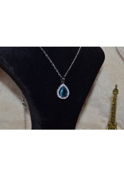 Şık Damla Figürlü Silver Çelik Kolyeler modelleri