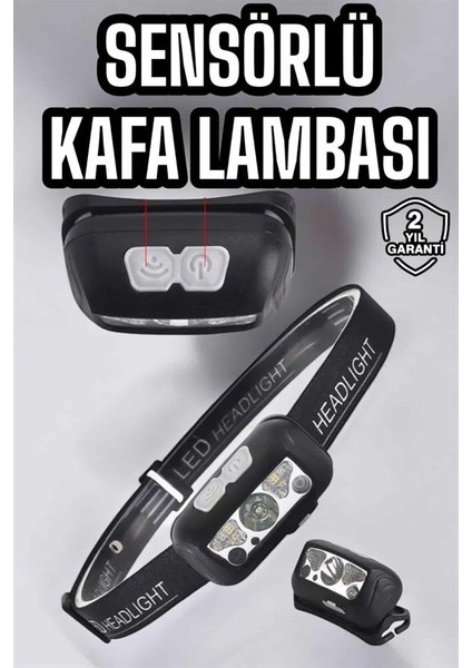 Kafa Lambası Kamp Lambası Sensörlü Şarjlı Ayarlanabilir - M079R875-K90079 fiyatları