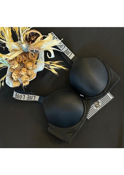 Işıltılı Askılı Bra Foam Cup 8830 Siyah