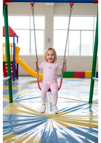 Kız Çocuk Pamuklu Nakışlı Bisiklet Yaka Kısa Kollu Üst ve Flare Paça Tayt Takımı Kaliteli Şık modelleri