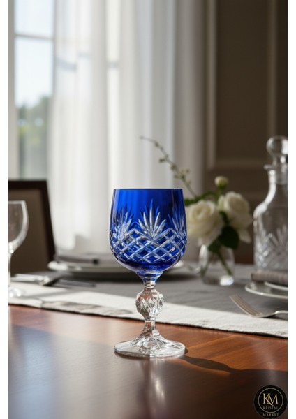 El Yapımı Kristal Püsküllü Renkli Lüks Ayaklı Kadeh Kahve Yanı Su Bardağı