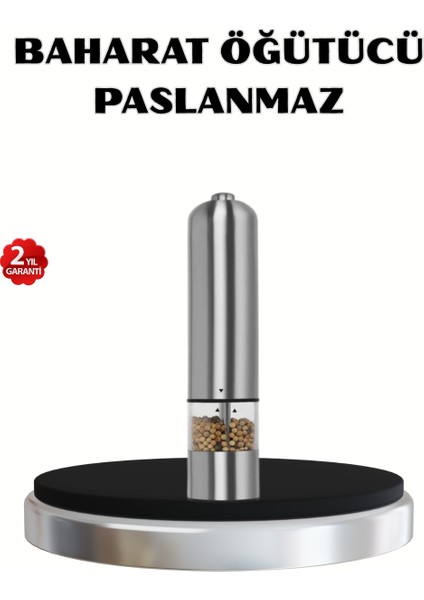Modern Otomatik Baharat Öğütücü Seti – Pilli Paslanmaz Çelik LED Aydınlatma - M709R384-K91