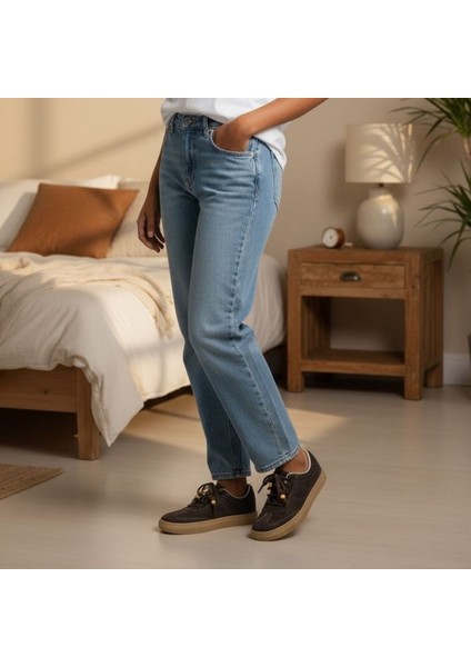 Kahve Süet Hakiki Deri Bağcıklı Kadın Günlük Sneaker fırsatları