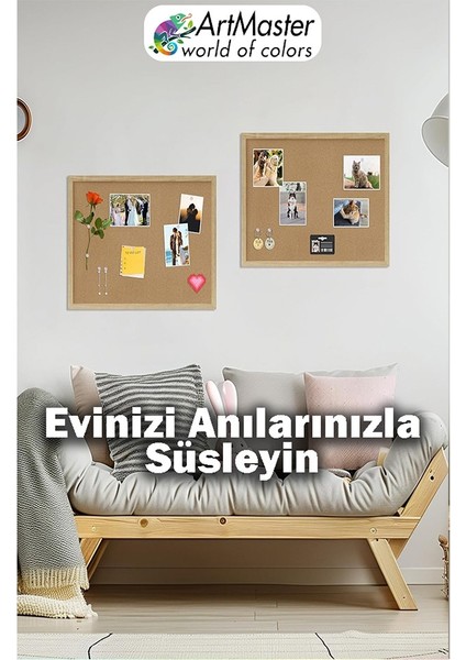 Mantar Pano Ahşap Çerçeve Duvara Monte 30X45 cm 1 Adet Harita Çivisi Hediyeli Dekorasyon Mantar Çerçeve Evde Okulda Büro fırsatları