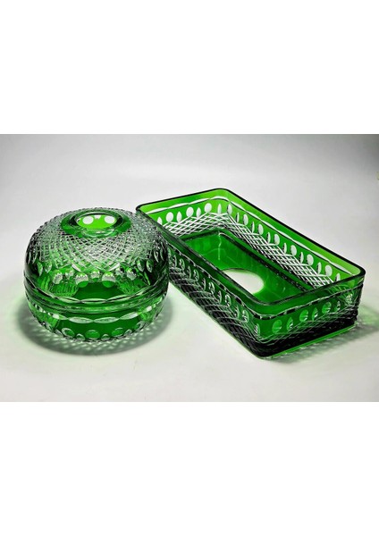 El Yapımı Kristal Baton Dekoratif Kase Sofra Dekoratif Sunum Set 2'li modelleri