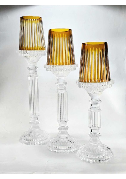 El Yapımı Kristal Dekoratif Mumluk Set 3'lü