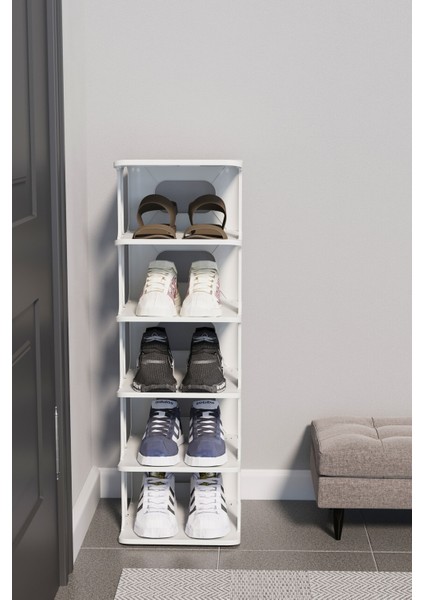 Lüx 5 Katlı Beyaz Portatif Ayakkabılık Modern Ayakkabı Standı Kolay Kurulum Dayanıklı ve Şık Tasarım fiyatları