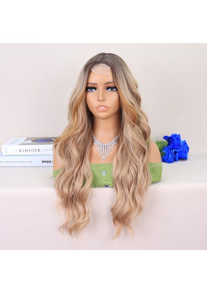 Koyu Kumral Dore Sarı Ombreli Perçemler Bakır Işıltılı Tül Peruk fırsatları