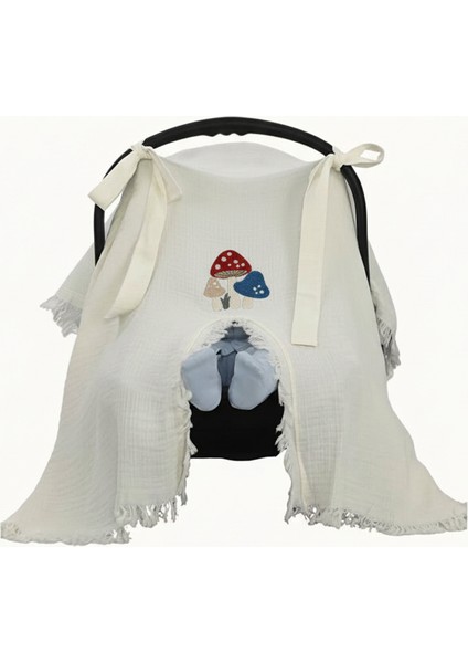 Mantar Nakış Isme Özel 6'lı Müslin Bebek Set %100 Pamuk Tulum Battaniye Şapka Puset Örtü Yastk Eldvn