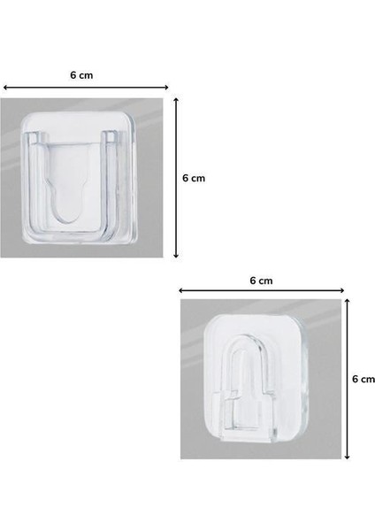 Eşya Sabitleme Askısı 10'lu Şeffaf Çift Taraflı Yapışkanlı Geçmeli Klips indirimleri