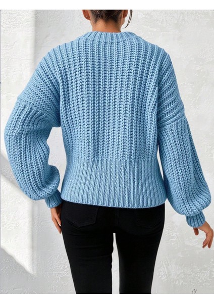 Kadın Kalın Örgü Balon Kol Triko Kazak fiyatları