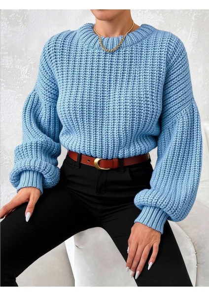 Kadın Kalın Örgü Balon Kol Triko Kazak modelleri