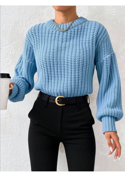 Kadın Kalın Örgü Balon Kol Triko Kazak indirimleri