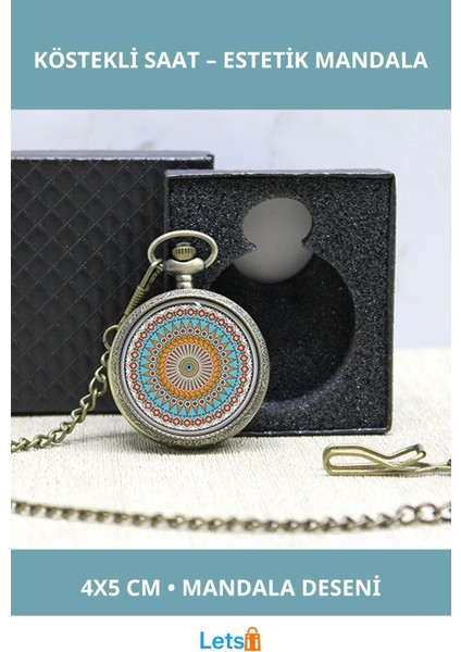 Özel Kutulu Mandala Desenli Şık Köstekli Saat