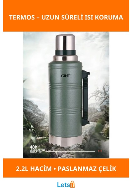 2.2l Sızdırmaz Vakumlu Paslanmaz Çelik Termos