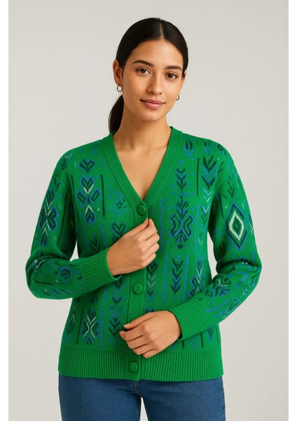 Triko Oversize Etnik Desenli Hırka fiyatları