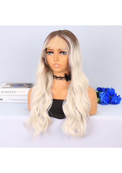 Koyu Kumral / Beyaz Platin Ombreli Su Dalgalı Tül Peruk modelleri